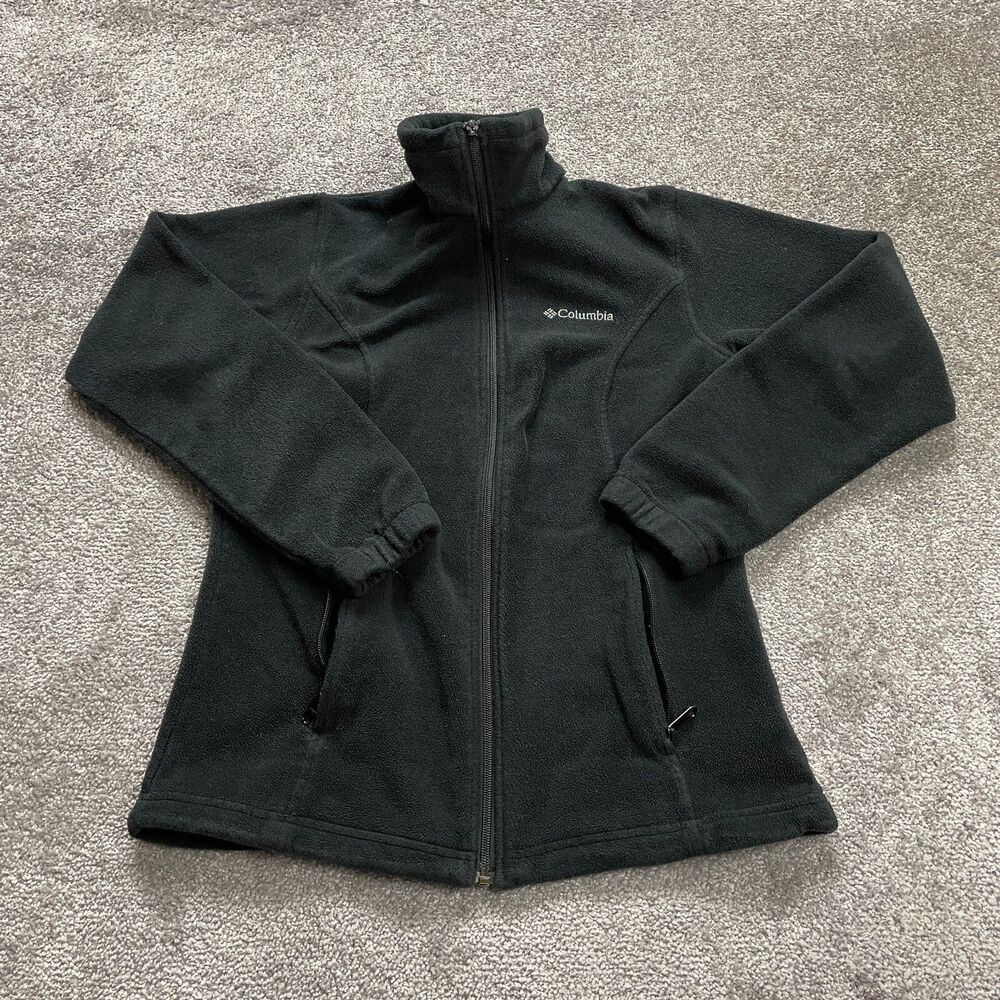 Columbia Jacket Womens Small Black Full Zip High Neck Soft Fleece Outdoor Hiking